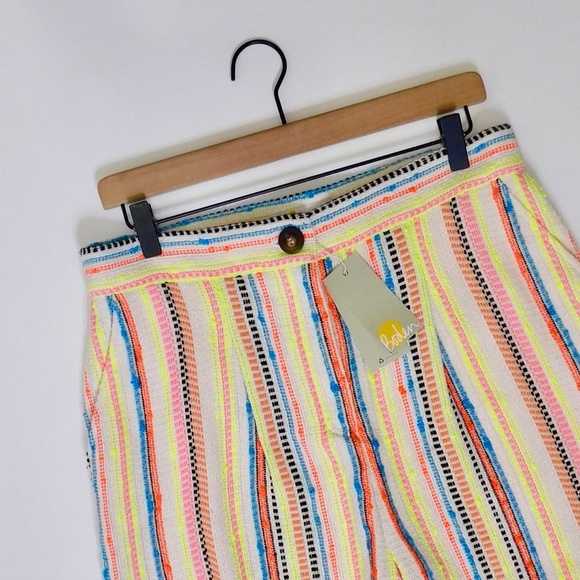 NWT!! BODEN Textured Stripe Shorts Neon Colorful Pockets Linen Pockets Size 8 - Picture 4 of 16